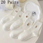 5/10/20 Pairs Men White Cartoon Socks Trendy Versatile Expression Socks With Simple Soft Breathable Comfortable Casual Socks