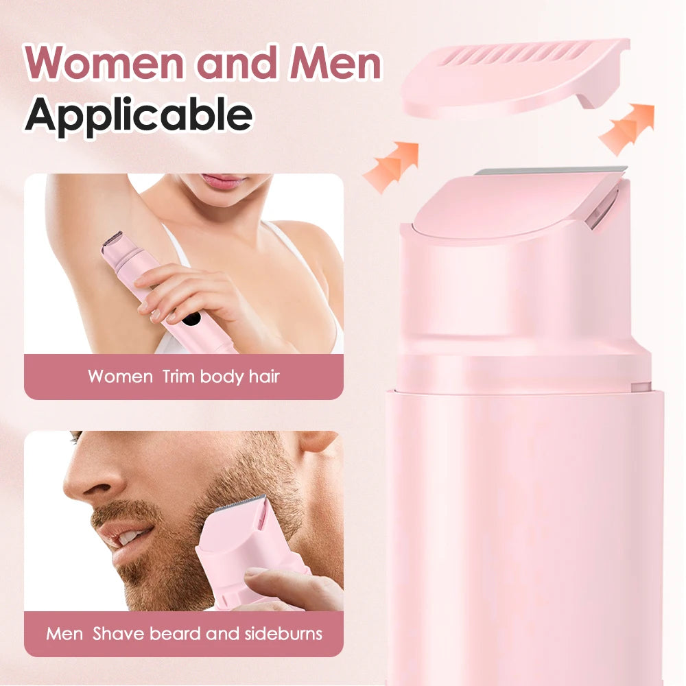 Electric Shaver for Women Waterproof Wet & Dry Hair Razors 2 in 1 Double Head Portable Bikini Hair Trimmer Detachable Head Shave