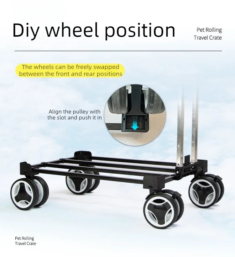 Foldable Large Pet Stroller with Telescopic Handle&Silent Wheels,Breathable Mesh Pet Trolley Cart for Medium Pet Outdoor Travel