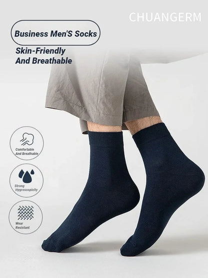 CHUANGERM 10‑Pack Men Black Business Socks Soft Breathable Comfort Formal Dress Socks For Daily Office Work Socks
