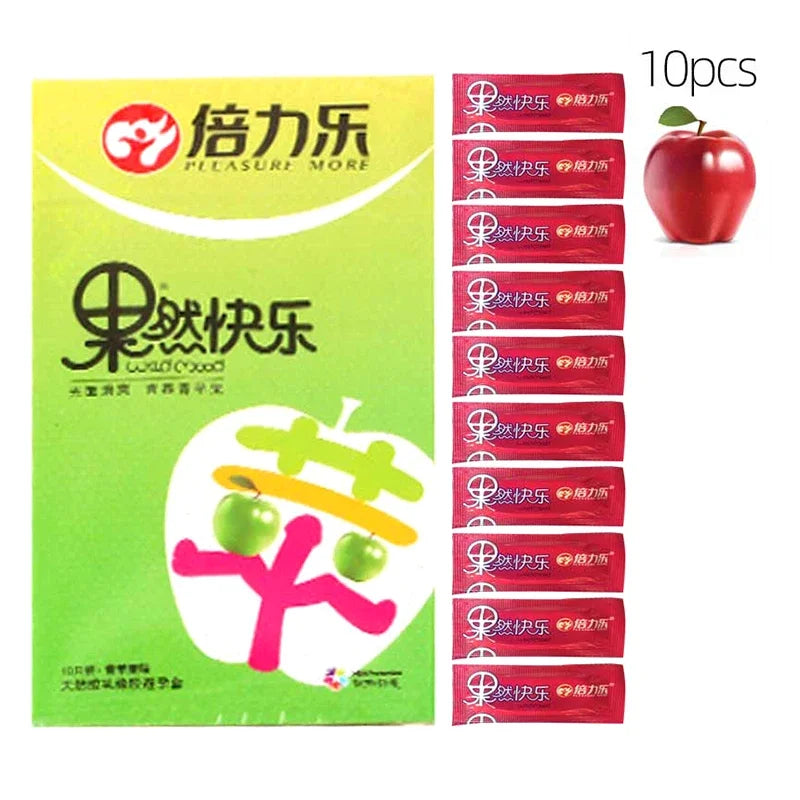 10pcs Fruit Flavor Condoms Sex Toy for Men Strawberry Blueberry Taste Penis Sleeves Ultra Thin Condom Adult Sex Product 18+