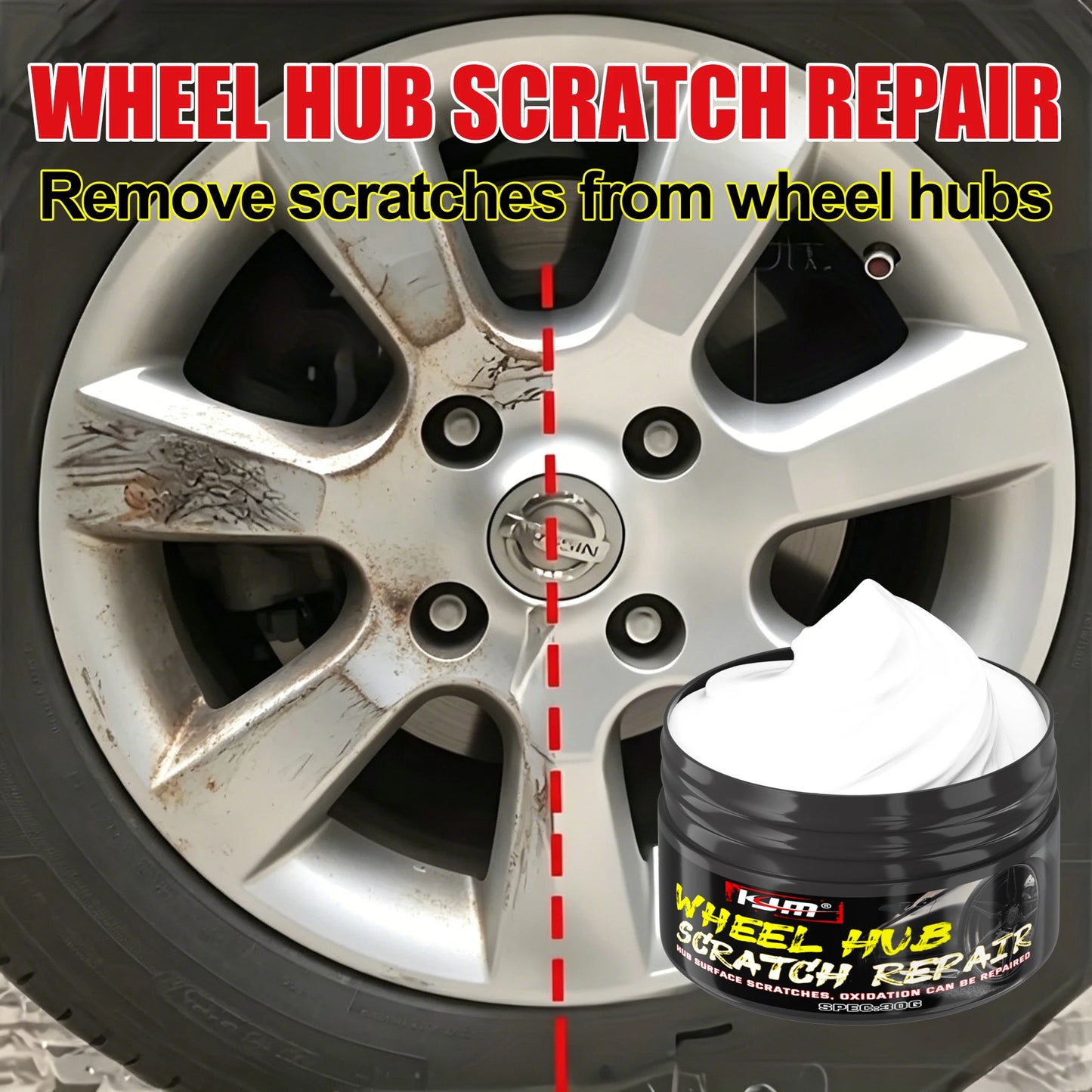 Car Wheel Hub Scratch Repair Paste, Auto Rim Oxidation Remover, Aluminum Alloy Hub Polishing Agent