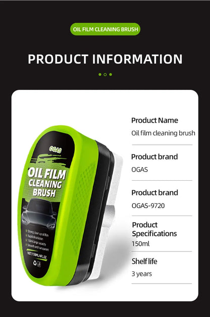 OGAS Automotive Car Glass Oil Film Cleaning Brush,150ml Glass Oil Film Remover for Car Window,Windshield Brush For Car Care
