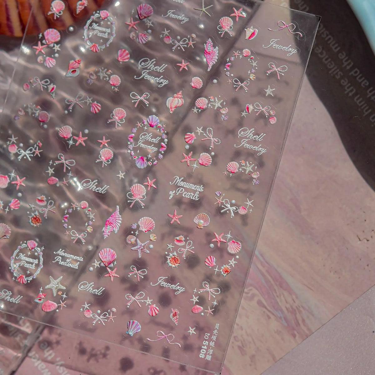 Shell Light Starfish Shell Nail Stickers Cute Starfish Decorative Stickers For Nails DIY 3D Self Adhesive Summer Manicure Decals