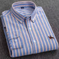 Basic Oxford Dress Shirt For Men Long Sleeve 100% Pure Cotton Solid  Casual Plaid Striped Social Business Male Regular-Fit S-6XL