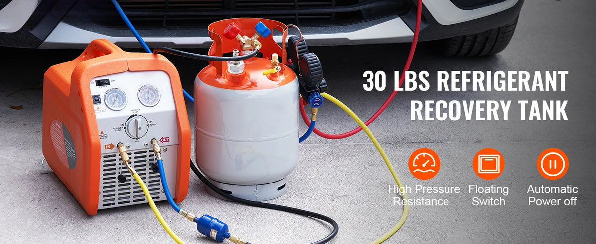 SucceBuy 30 lbs Refrigerant Recovery Tank with Float Switch Reusable AC Recovery Tank HVAC for All Refrigerant Prevent Overflow