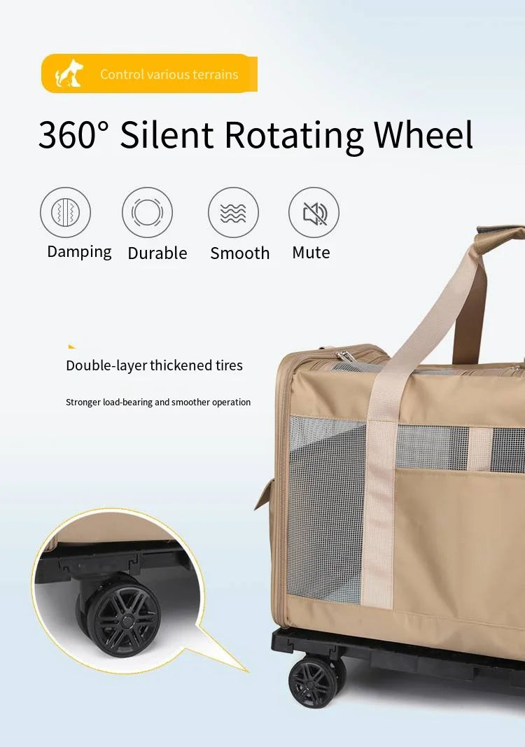 Foldable Lightweight Pet Travel Carrier Bag Breathable with 360° Swivel Wheels for Cats Dogs Portable Outdoor Pet Backpack 2026