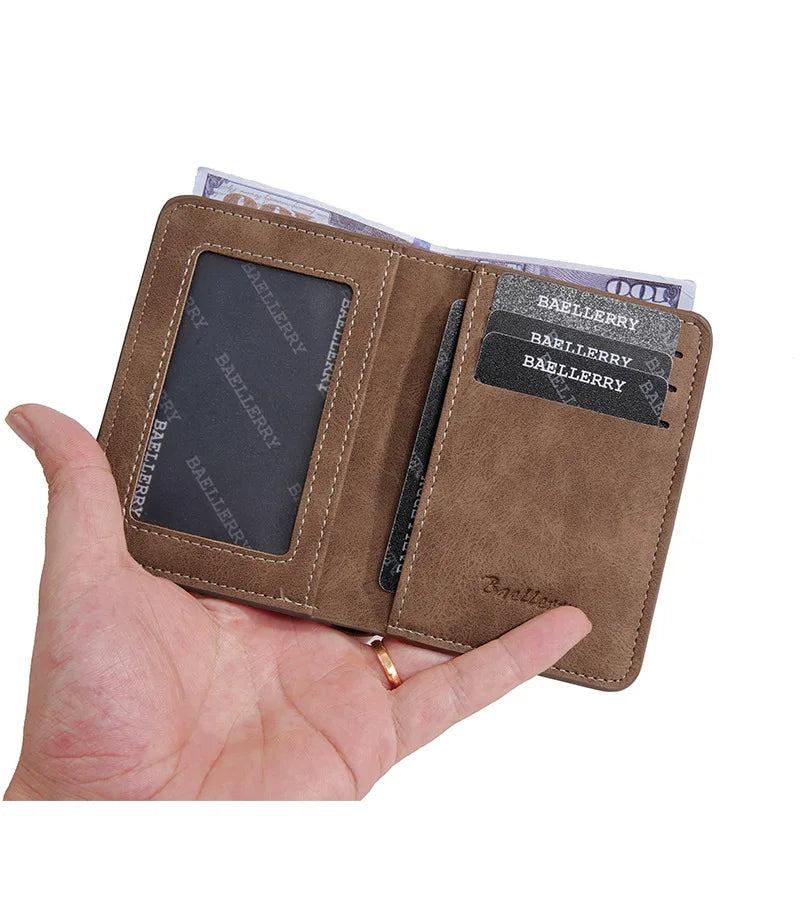 New Men's Short Wallet Cardholder Combo Anti-Theft Minimalist PU Leather