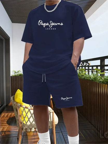 Men's Two-piece Sportswear Short Sleeved T-shirt and Pants Set Running and Fitness Sportswear 2026 Summer Big Discount