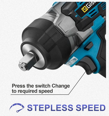Gisam 2800N.M Brushless Electric Wrench 1/2 Inch Cordless Impact Wrench Electirc Screwdriver Drill For Makita 18V Battery Pin