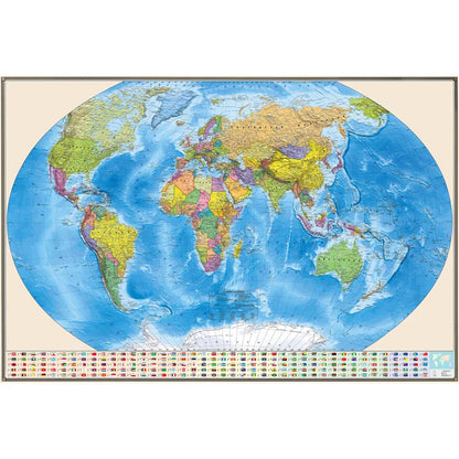 Russian Map-World Map-Political Distribution-with Flag,Art Prints Posters Travel Supplies,for Classroom,Home Decor