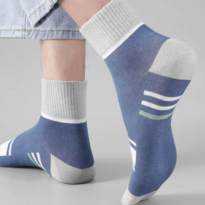 5 Pairs Socks MEN'S Mid-calf Spring and Autumn Sports Sweat Anti-odor MEN'S Socks Thin Sports Socks