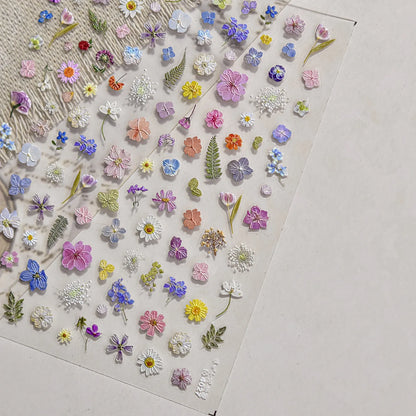 Wild Daisy Crystal Diamond Nail Sticker 5D Adhesive Flower Trendy Nail Art Stickers DIY Nail Art Decorations 3D Manicure Decals