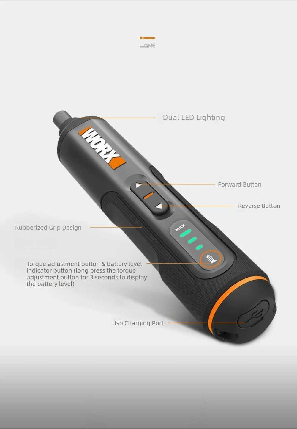 WORX WX240 Electric Screwdriver Rechargeable Electric Screw Driver 24 Bits Kits Mini Drill Power Tool Home Maintenance Repair