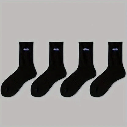 4 pairs of unisex socks with oil painting pattern  thin breathable and versatile casual mid length socks