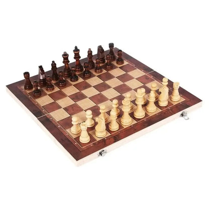 3-in-1 Chess&Backgammon&Checkers Set Chessboard Wooden Board Games Set Educational Improve Intelligence International Chess Game