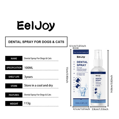 Pet Dental Care Spray Remoce Plaque & Tartar Buildup Reduce Odor Soothe Inflamed Sensitive Gums No Brushing Teeth Cleaning Spray