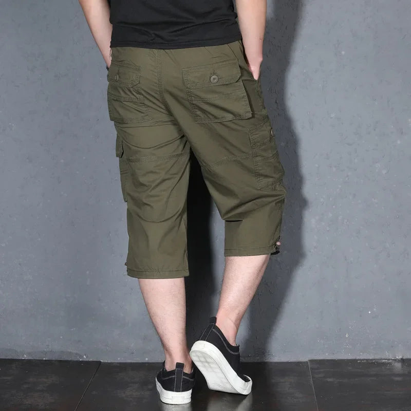 MRMT 2026 Brand Mens Capri Pants with Multiple Pockets Cargo Pants Casual Middle-aged Men Shorts Pant for Male Man Cropped Pants