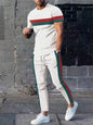 2025 Autumn Fashion Round-neck Short-sleeved Shirts And Casual Long Pants, Urban Street Loose And Casual Fashion Men's 2pcs Set