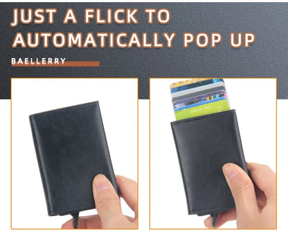 Pop Up Credit Card Holder Wallets Men Slim Rfid Blocking CardHolder Wallet for Men Card Money Bag Purse PU Leather Short Wallets