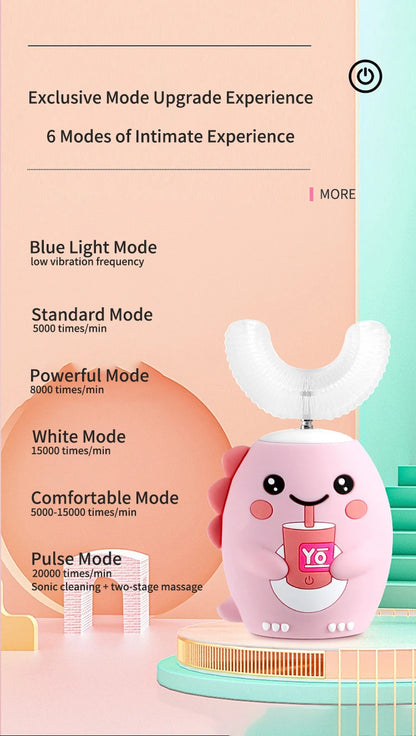 360 Degrees Electric Toothbrush Kids U Shaped Silicon Smart Sonic Teeth Tooth Brush Cartoon Pattern for Children IPX7 Waterproof