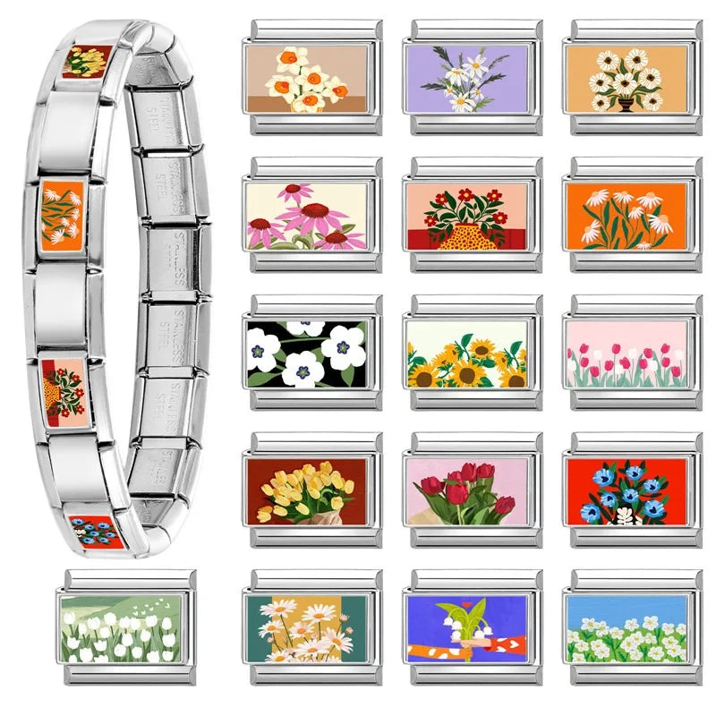 Wholesale Cute Animal Swimming Dogs Cats Sheep Charm Bracelet Fit 9mm Bracelet Stainless Steel Italian Links Making DIY Jewelrys