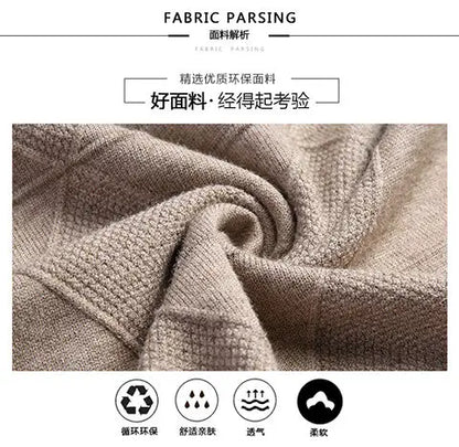 Autumn Winter New Men V-neck Pullover Sweaters Plaid Casual Korean Clothing Tees Fashion Slim Long Sleeve Bottoming Knitted Tops