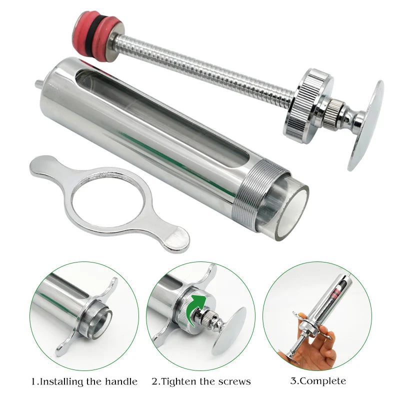 Animal Syringe for Pig Cattle Sheep Stainless Steel  Reusable Syringe Injector Vet Tools Farm Supplies Veterinary  Syringe Hypod