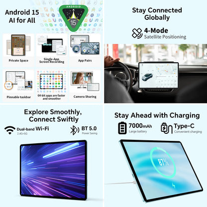 Teclast Tablet P50 Set Android 15 11" T606 8-Core Max 12GB RAM 128GB ROM P50 Case/Keyboard/Mouse/Stylus/Headphone/Stand