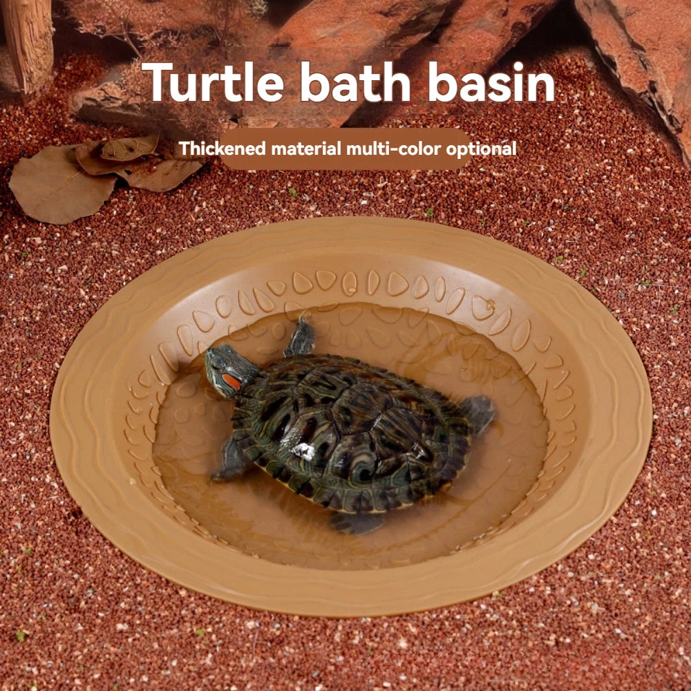 Turtle Bathing Pool Feeding Dish Durable Reptile Water Bowl for Box Turtles Frogs and Pets Easy to Clean Habitat Accessory