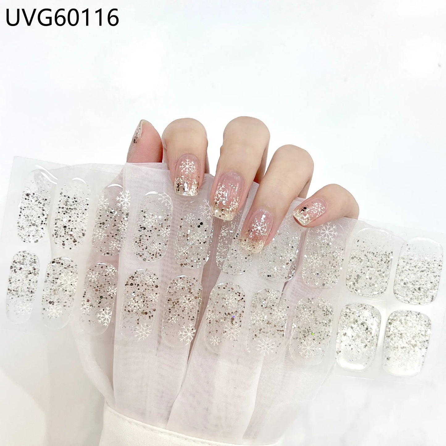 20/22Tips UV Semi cured Gel Nail Stickers Waterproof Long Lasting Full Gel Nail Wraps Press On Nail Decal DIY Manicure