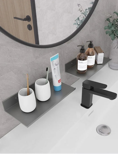 Toilet No Drilling Shelving Wall Mounted Shelf Space Aluminum Vanity Mirror Front Storage Shelves Organizer Bathroom Accessories