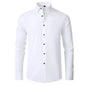 Men's long-sleeved shirt made of elastic fabric, wash-and-wear wrinkle-resistant business casual, silky smooth, pure color shirt