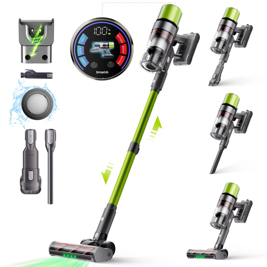 SmartAI V6 80Mins Cordless Vacuum Cleaner 65KPA 650W Powerful Suction Vacuum, 24000mAh Big Battery Vacuum Cleaner