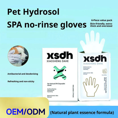 No-Rinse Pet Cleaning Gloves, Disposable SPA Wipes for Dogs & Cats, Deodorizing