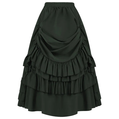 Brown Ruffled High Waisted Long Victorian Skirt Steampunk Skirts Womens Party Wear Gothic Vintage Clothes Medieval Costume Sexy