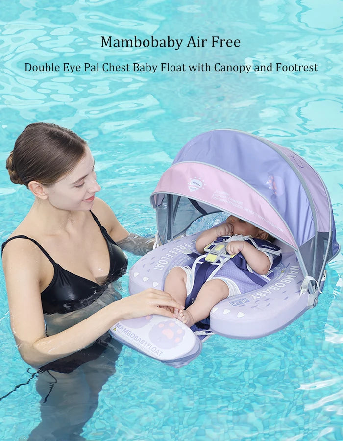 Mambobaby Float 98% UV Protection Canopy Safe Air-Free Core Comfort Skin-friendly Design Baby Swim Ring Toddler Pool Float Infant Swim Circle Swimming Buoy 1 Years 3-34 Months Boy and Girl Globally Certified Safe Design
