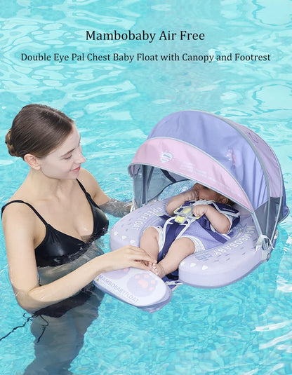 Mambobaby Float 98% UV Protection Canopy Safe Air-Free Core Comfort Skin-friendly Design Baby Swim Ring Toddler Pool Float Infant Swim Circle Swimming Buoy 1 Years 3-34 Months Boy and Girl Globally Certified Safe Design