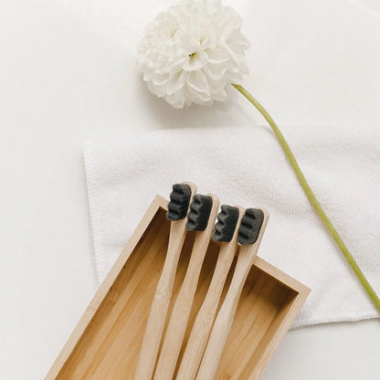 4Pcs  Bamboo Toothbrush Biodegradable20,000 High Bristle Count Toothbrush - Micro-Nano Extra Soft Bristles for Sensitive Teeth