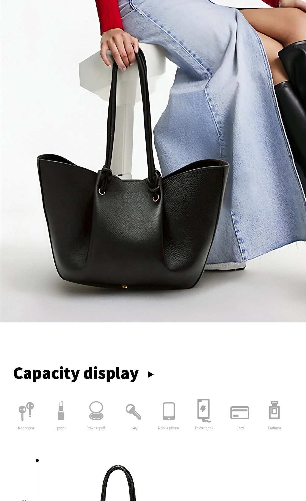 PG Women Pebbled Leather Tote Bag Large Capacity Fashion Shoulder Top Handle Handbag Elegant Daily Work