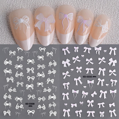 2Sheets French Gradient Line Nail Art Stickers 3D Self-Adhesive White+Black Slider Design Stencil Manicure Guides DIY Nail Decor