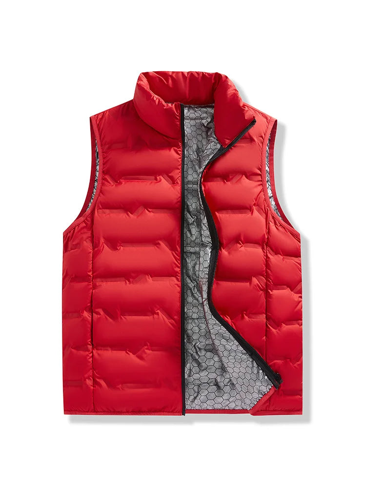 80% White Duck Down Men's Winter Vest Sleeveless Puffer Jacket Graphene Liner Stand Collar Warm Down Gilet Coats Big Size 6XL
