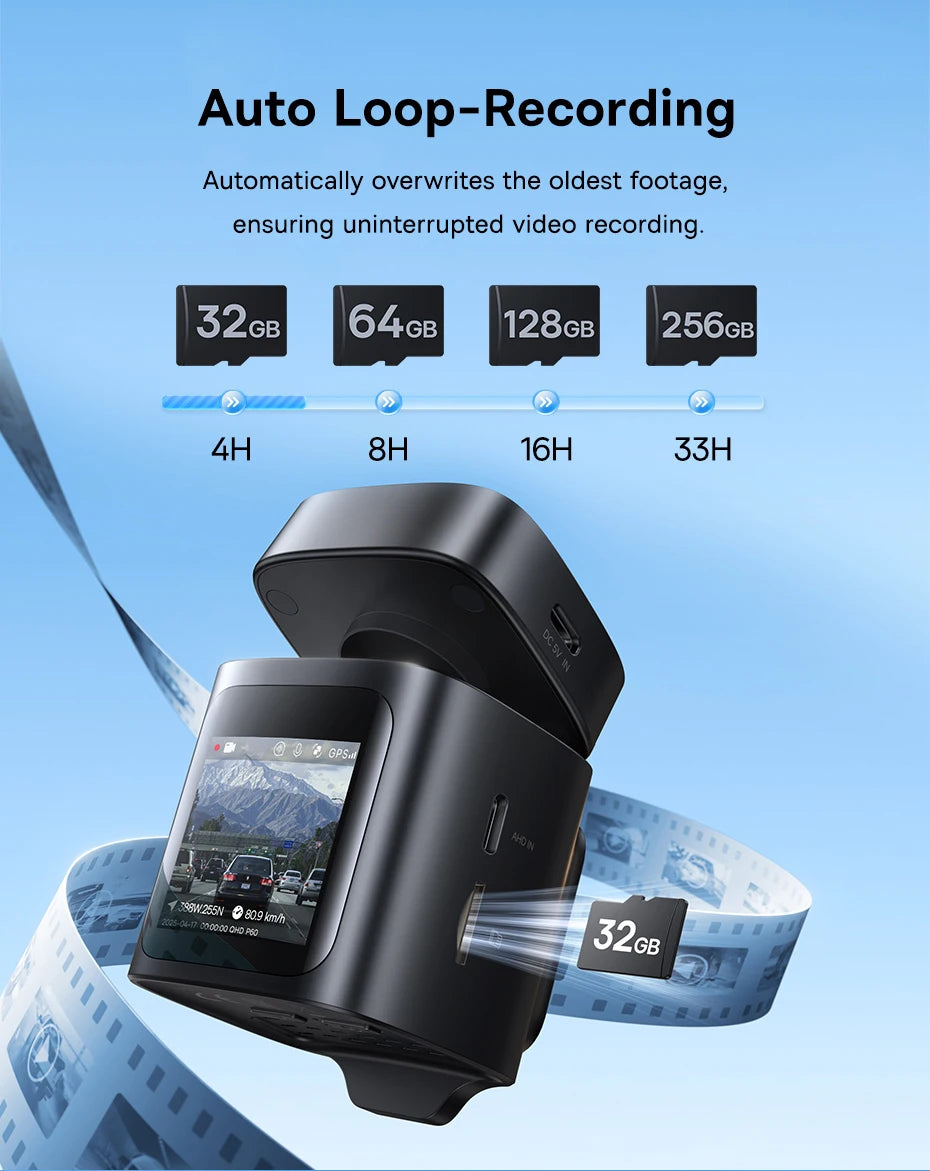 Baseus 4K Dash Cam VD1 Pro Front and Rear UHD Car Camera for SONY Sensor Supercapatior Night Vision WiFi6 DVR Video Recorder