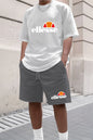 Men's Summer Casual and Fashionable Round Neck Short Sleeved T-shirt+shorts Breathable Sports Set Two-piece Set