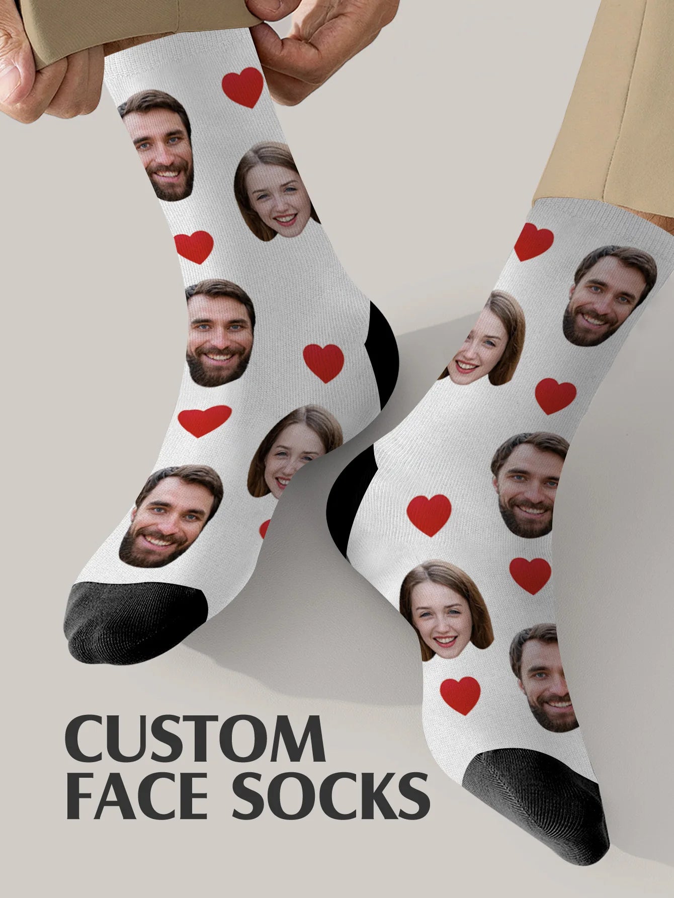 Custom Face Socks Personalized Photo Socks Customizable Funny Socks with Your Picture Two Sizes Available Unique Gift for Couple