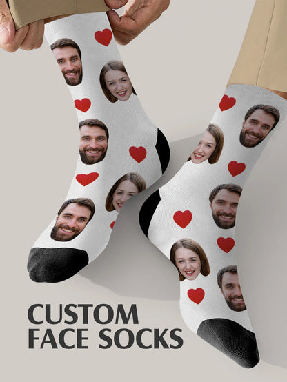 Custom Face Socks Personalized Photo Socks Customizable Funny Socks with Your Picture Two Sizes Available Unique Gift for Couple