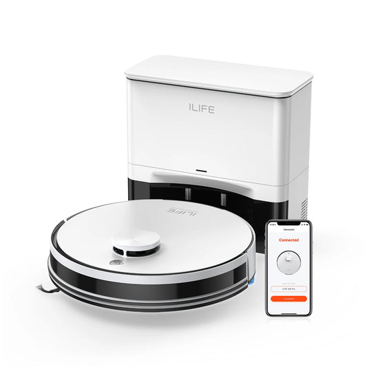 ILIFE A30 Pro Robot Vacuum Cleaner with Automatic Self-Emptying Station, 5000Pa Strong Suction, LDS Navigation, 180min Runtime, 2-in-1 Mop and Sweep, APP Control  ,Home Floor Carpet Clean