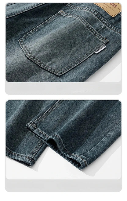 Spring Autumn American Retro Straight Jeans Men Streetwear Korean Fashion Loose Baggy Wide Leg Denim Pants Male Casual Trousers