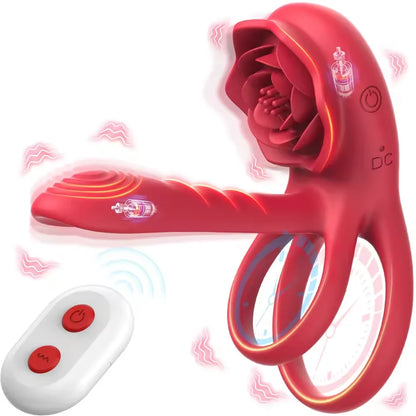 Rose Cock Ring Vibrator G Spot Nipple Clitoral Stimulator Male Penisring Delay Ejaculation Sex Toys for Couple 18+
