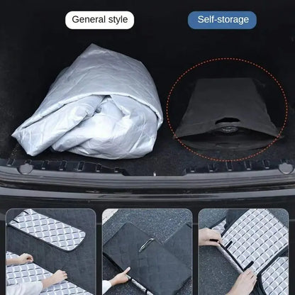 All-Weather Magnetic Windscreen Cover - Waterproof Snow/Frost/Ice Protector & Sun Shade, 5 Magnets + Door Flaps, Universal Fit